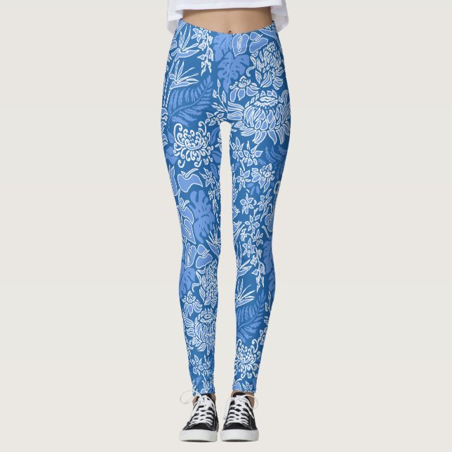 Kauai Morning Hawaiian Protea Floral Leggings (Vorderseite)