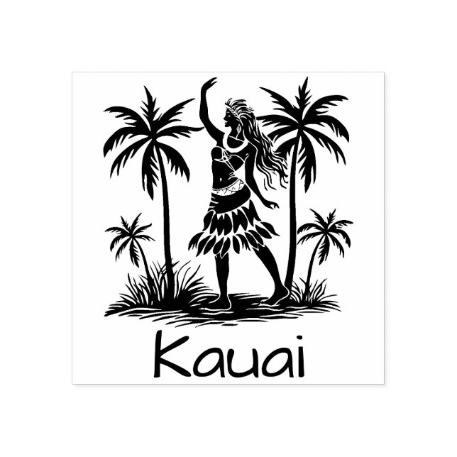 Kauai Rubber Briefmarke Hawaiian Dancer Palm Trees Gummistempel (Prägung)