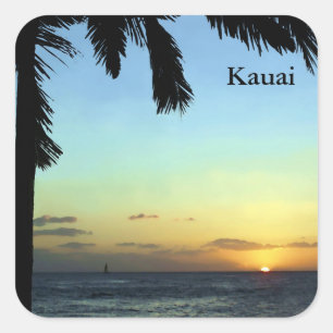Kauai Sunset-Aufkleber Quadratischer Aufkleber