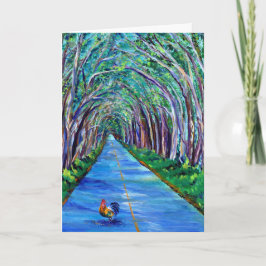 Kauai Tree Tunnel mit Rooster Grußkarte Karte