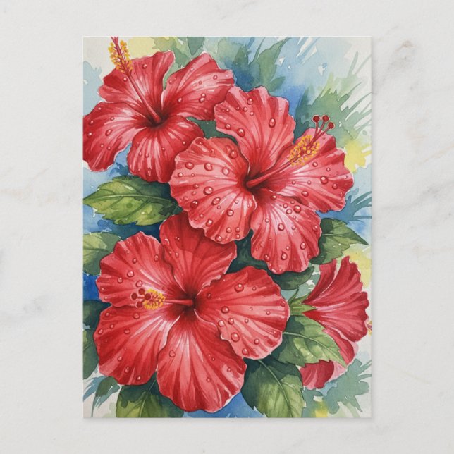 Kauai Tropical Flowers watercolor Postkarte (Vorderseite)