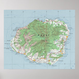 Kauai Vintage Karte Poster