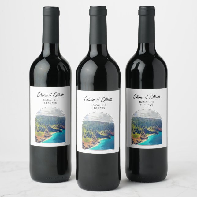 Kauai Wedding Wine Label Weinetikett (Flaschen)