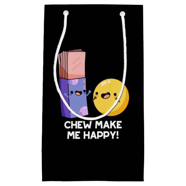 Kauen macht mich glücklich Funny Candy Pun Dark BG Kleine Geschenktüte (Vorderseite)