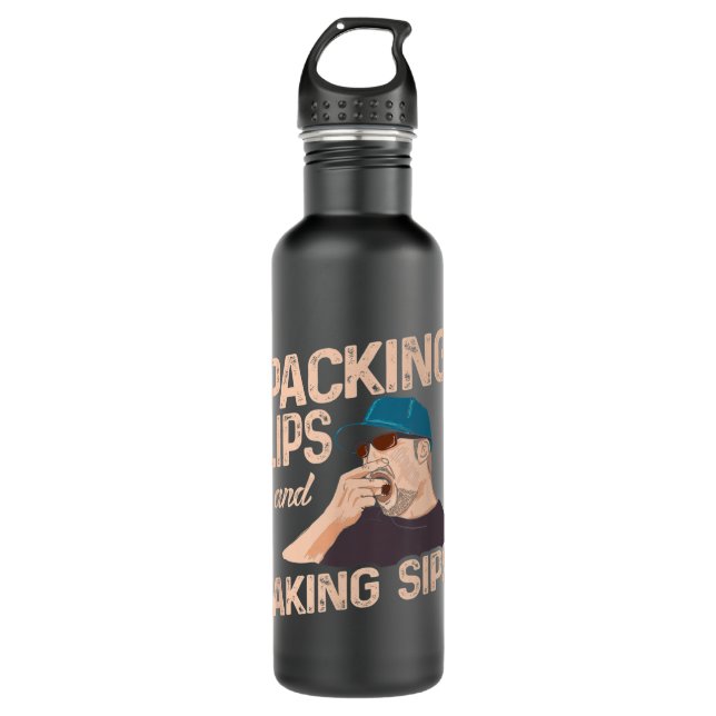Kauen von Tabakverpackungen Lippen und Sippen Edelstahlflasche (Vorderseite)