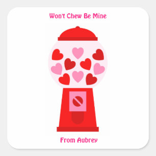 Kauen wird nicht mein Valentinstickerherz Gumball Quadratischer Aufkleber