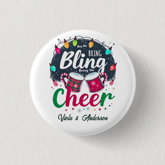 "Kauf den Glamour, bring die Freude." Button (Vorderseite)