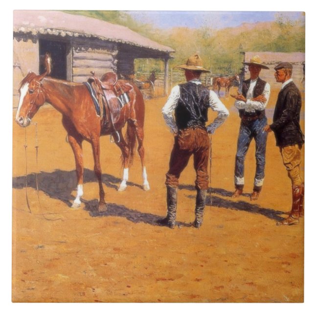 Kauf von Polo-Ponys im alten amerikanischen Westen Fliese (Vorderseite)