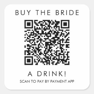 Kaufe der Braut ein Getränk QR Aufkleber
