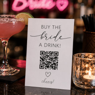 Kaufe der Braut einen Drink QR-Code-Beilagekarte Begleitkarte