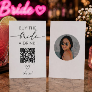 Kaufe der Braut einen Drink QR Code mit Foto Begleitkarte