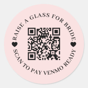 Kaufe der Braut einen Drink QR-Code Pink Design Runder Aufkleber