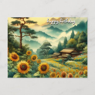 kaufe Rosen vintage retro happy birthday Sonnenblu Postkarte
