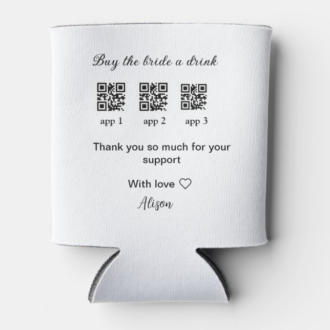 kaufen Braut ein Getränk Scan QR Code danke IhnenE Dosenkühler (Vorderseite)
