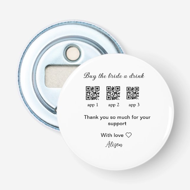 kaufen Braut ein Getränk Scan QR Code danke IhnenE Flaschenöffner (Vorderseite)