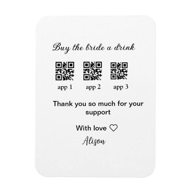 kaufen Braut ein Getränk Scan QR Code danke IhnenE Magnet (Vertikal)