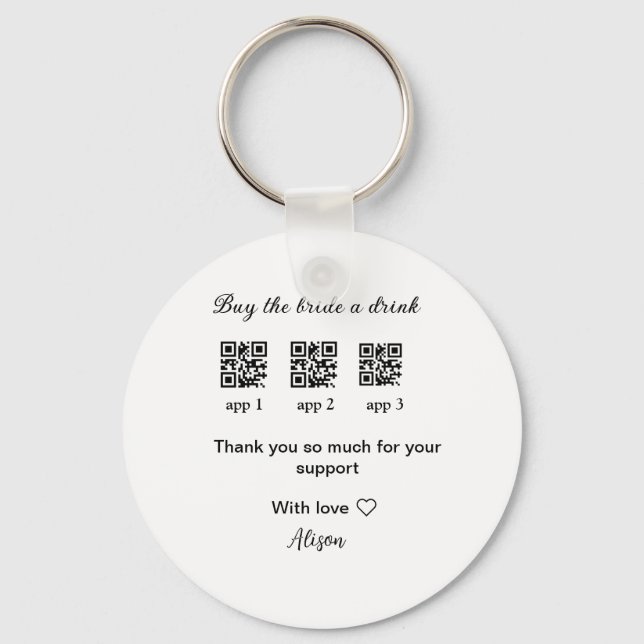 kaufen Braut ein Getränk Scan QR Code danke IhnenE Schlüsselanhänger (Vorderseite)