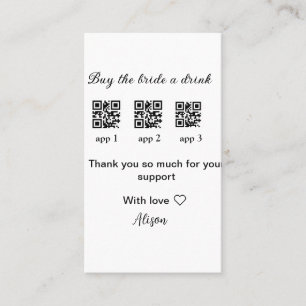 kaufen Braut ein Getränk Scan QR Code danke IhnenE Visitenkarte