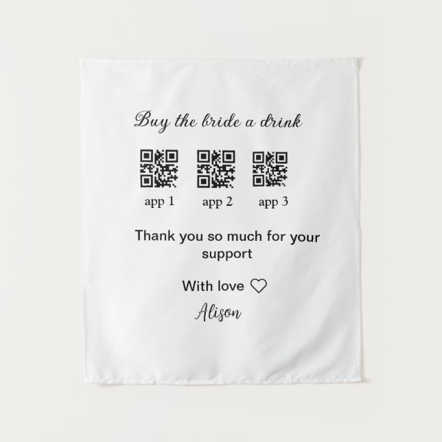 kaufen Braut ein Getränk Scan QR Code danke IhnenE Wandteppich (Vorderseite)