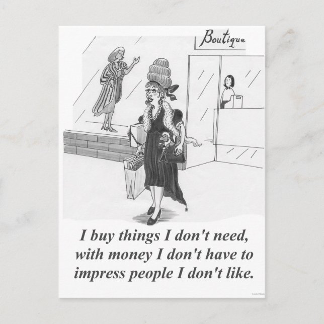 Kaufen Dinge, Lady kaufen Postkarte (Vorderseite)