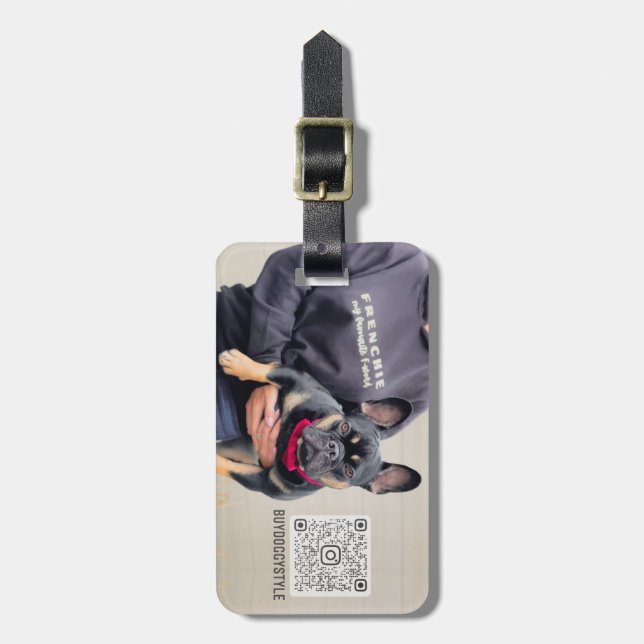 Kaufen DoggyStyle Foto Scannable QR Code Gepäckanhänger (Vorderseite vertikal)