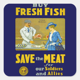 Kaufen Frische Fische ~ Rett der Fleisch Quadratischer Aufkleber