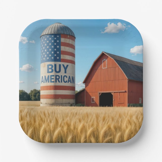 Kaufen Sie AMERIKANISCHEN Text mit Flag auf einem  Pappteller (Vorderseite)