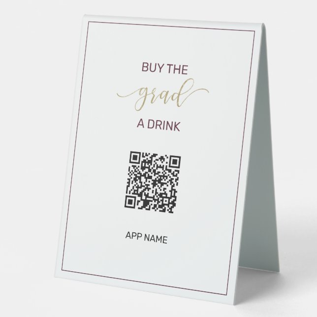 Kaufen Sie den Grad a Drink QR Code Foto Abschluss Tischaufsteller (Vorderseite)