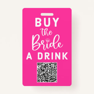 Kaufen Sie die Braut ein Getränk QR Code Rosa Bach Ausweis
