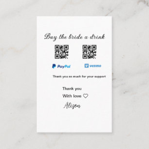 Kaufen Sie die Braut ein Getränk Spende QR Venmo P Visitenkarte