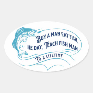 Kaufen Sie einen Mann essen Fisch, Er Tag Oval Sti Ovaler Aufkleber