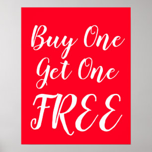 Kaufen Sie eins kostenlos, Red Retail BOGO Verkauf Poster