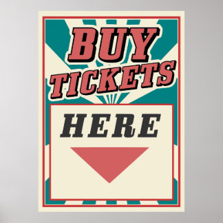 Kaufen Sie Ihre Tickets hier Vintages Retro-Plakat Poster