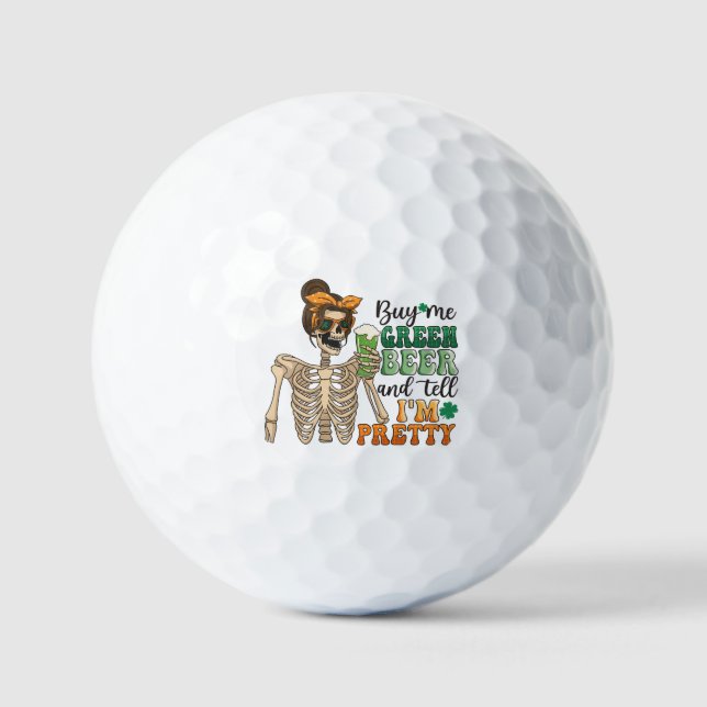 Kaufen Sie mir grünes Bier - Skelett | St. Patrick Golfball (Vorderseite)