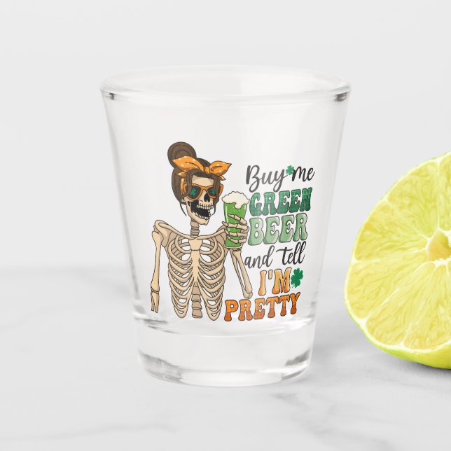 Kaufen Sie mir grünes Bier - Skelett | St. Patrick Schnapsglas (Vorderseite)