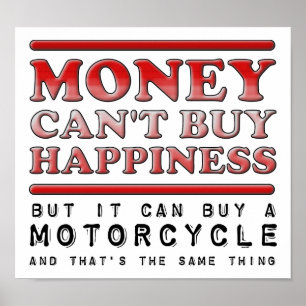 Kaufendes Glück-Motorrad lustiges Plakat