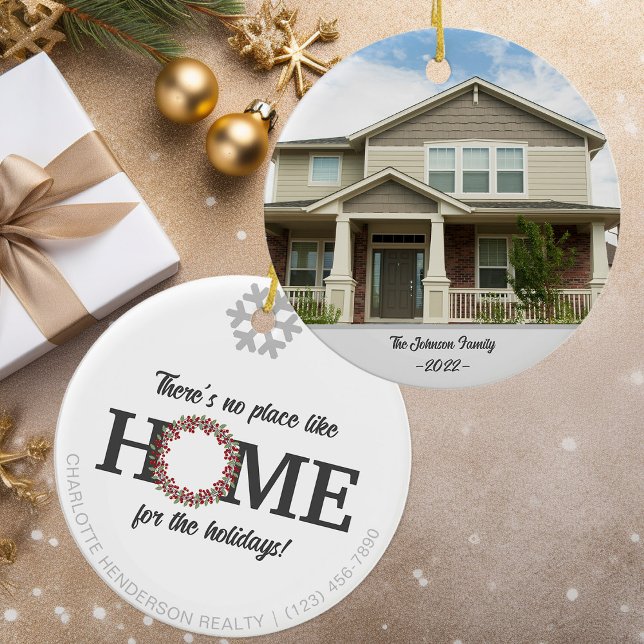 Käufer Verkäufer New House Holiday Family Zuhause- Keramik Ornament (Christmas Photo ornament for new homeowner)