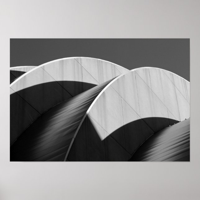 Kauffman Center Curves and Shadows Black and White Poster (Vorne)