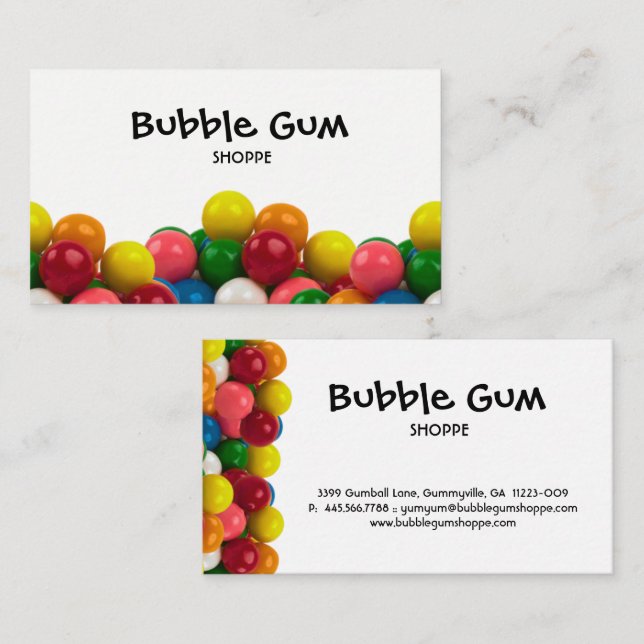 Kaugummi bunter Gumballs Weiß-Hintergrund Visitenkarte (Vorne/Hinten)