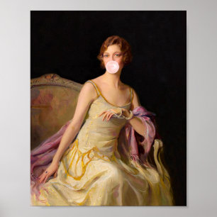 Kaugummi-Diva im gelben Kleid  Poster