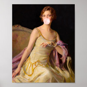 Kaugummi-Diva im gelben Kleid  Poster