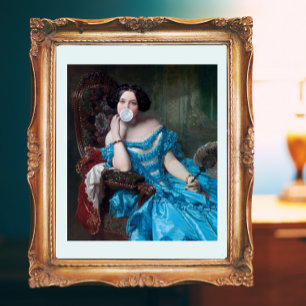 Kaugummi-Diva in blauem Satin Poster