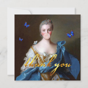 Kaugummi-Diva mit Blauem Schmetterling Dankeskarte