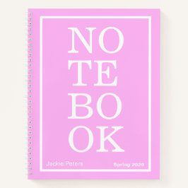 Kaugummi-Rosa modernes großes "NOTEBOOK" Notizbuch