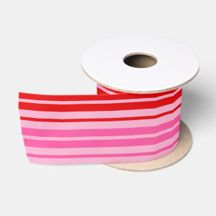 Kaugummi-Rosa-Rot-Vertikalstreifen-Design Satinband