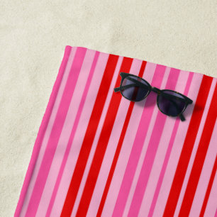 Kaugummi-Rosa-Rot-Vertikalstreifen-Design Strandtuch