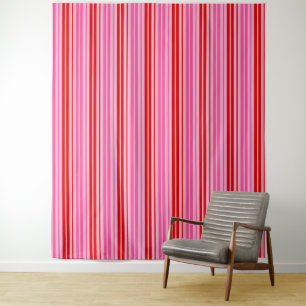 Kaugummi-Rosa-Rot-Vertikalstreifen-Design Wandteppich