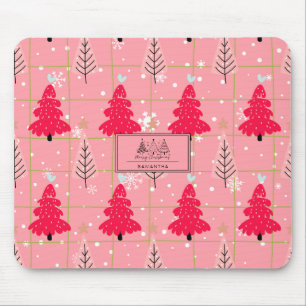 Kaugummi-Rosa-Weihnachtsbaum-Schneeflocke Mousepad