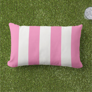 Kaugummi-Rosa-Weiß-Breit-Cabana-Streifen Kissen Für Draußen