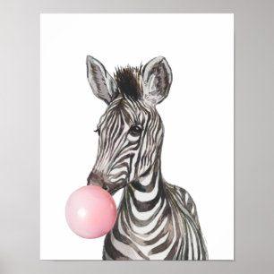 Kaugummi Zebra Junges Kinderzimmer Waldland Poster